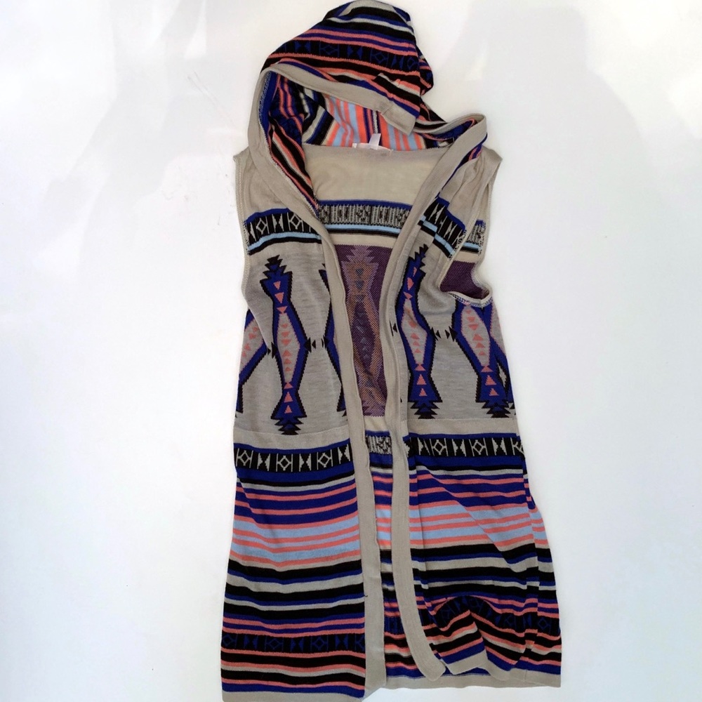Aztec Design Hooded Cardigan